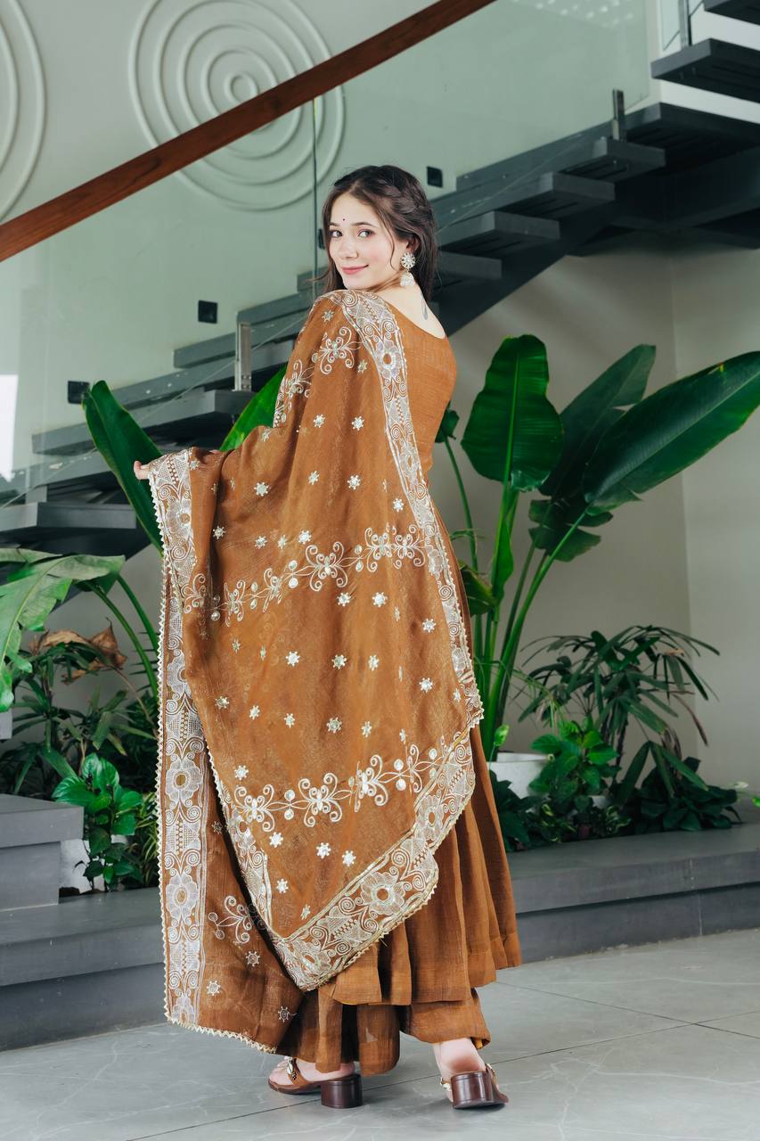 New Arrival Designer Partylook Premium Gold Crazy Sharara Set