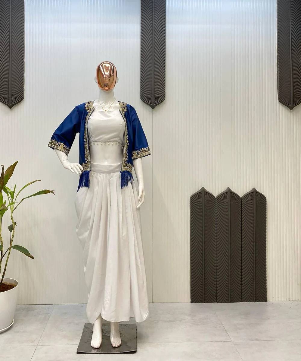 New 3-Piece Western Draped Dhoti Set with Koti