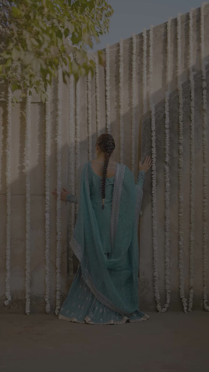 Sitara Pearl Work Sharara Suit with Dupatta