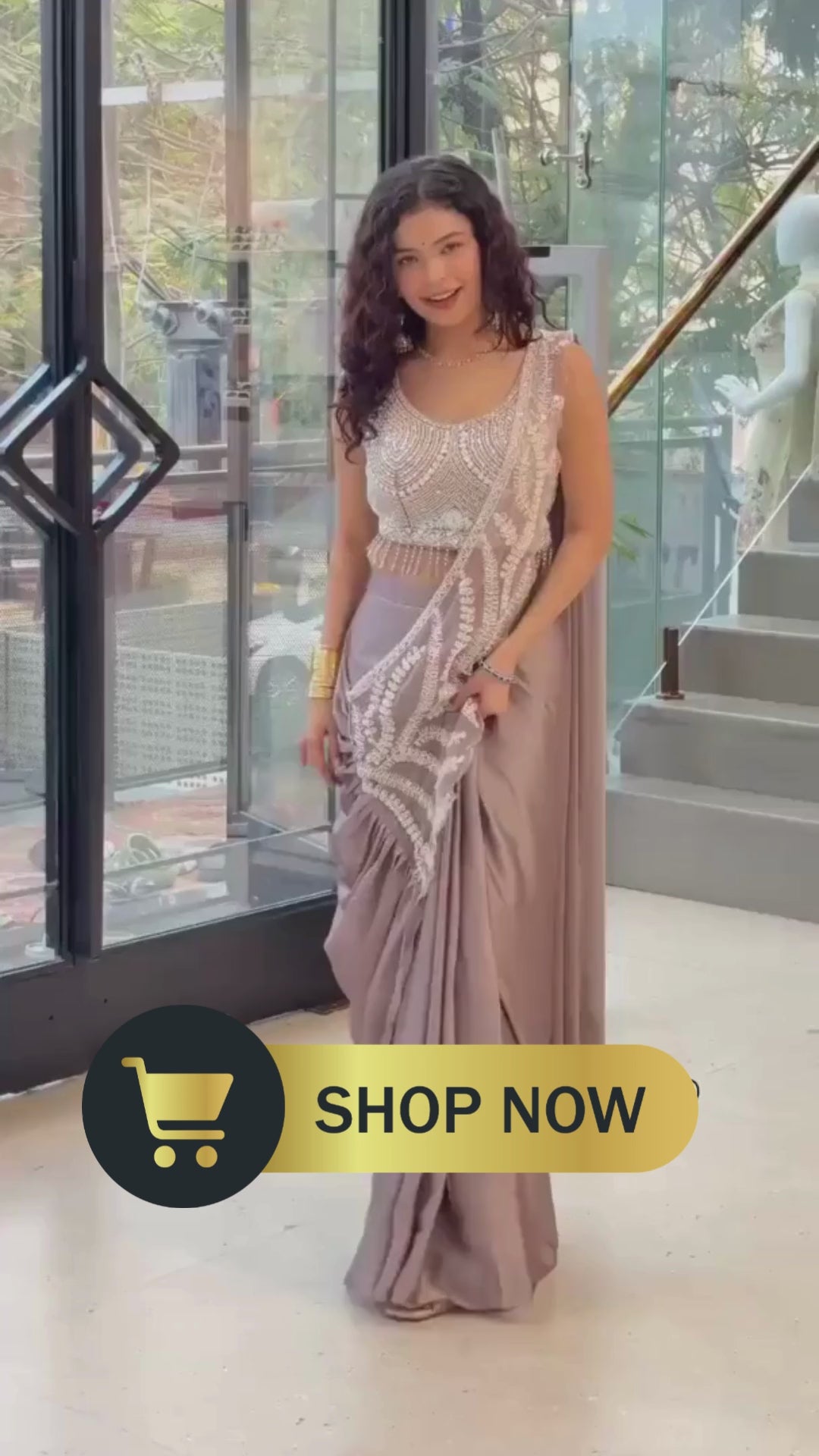 ready to wear saree with Embroidery Blouse