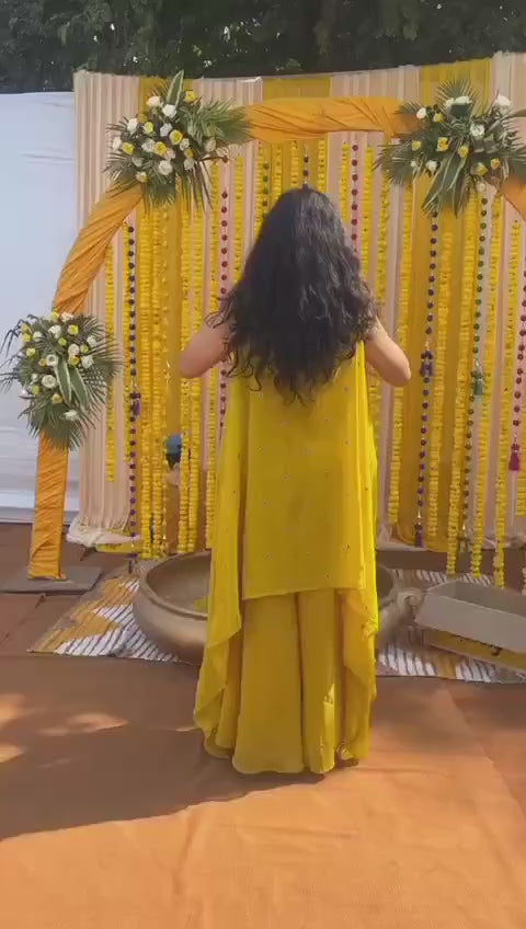 Haldi Rasam Special New Super Trending Embroidery cording work and Party Wear Shrug lahenga