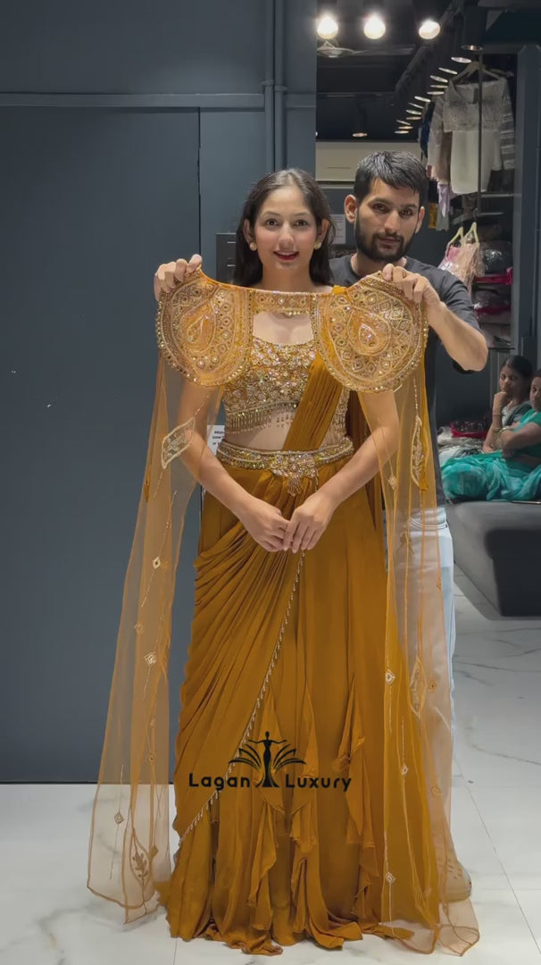 New Superhit Fancy Rangoli Silk Fabric Lehenga Choli in Mustard Color