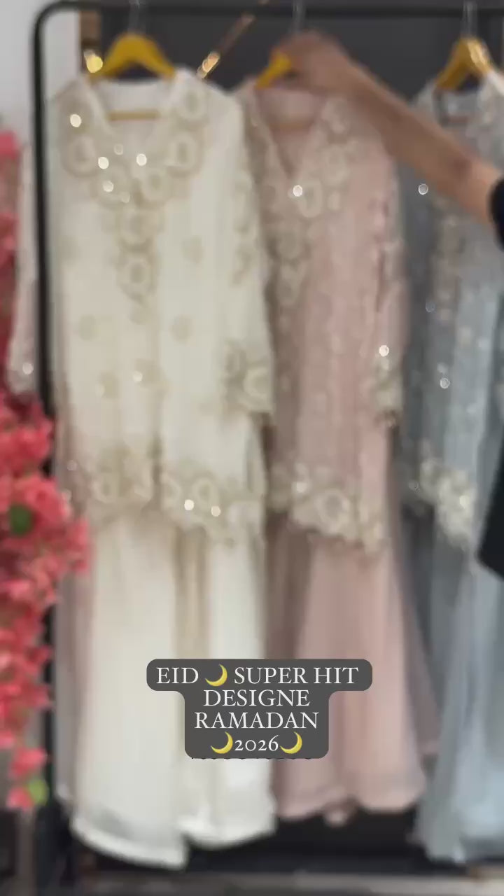 SEQUENCE EMBROIDERY WORKED TOP, PLAZZO AND DUPATTA  ✨