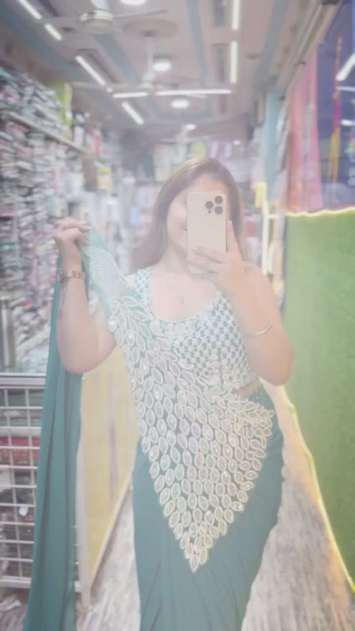 NEW SUPERHIT TRENDING READY TO WEAR SAREE WITH FULLY EMBROIDERED STYLIST BOLUES