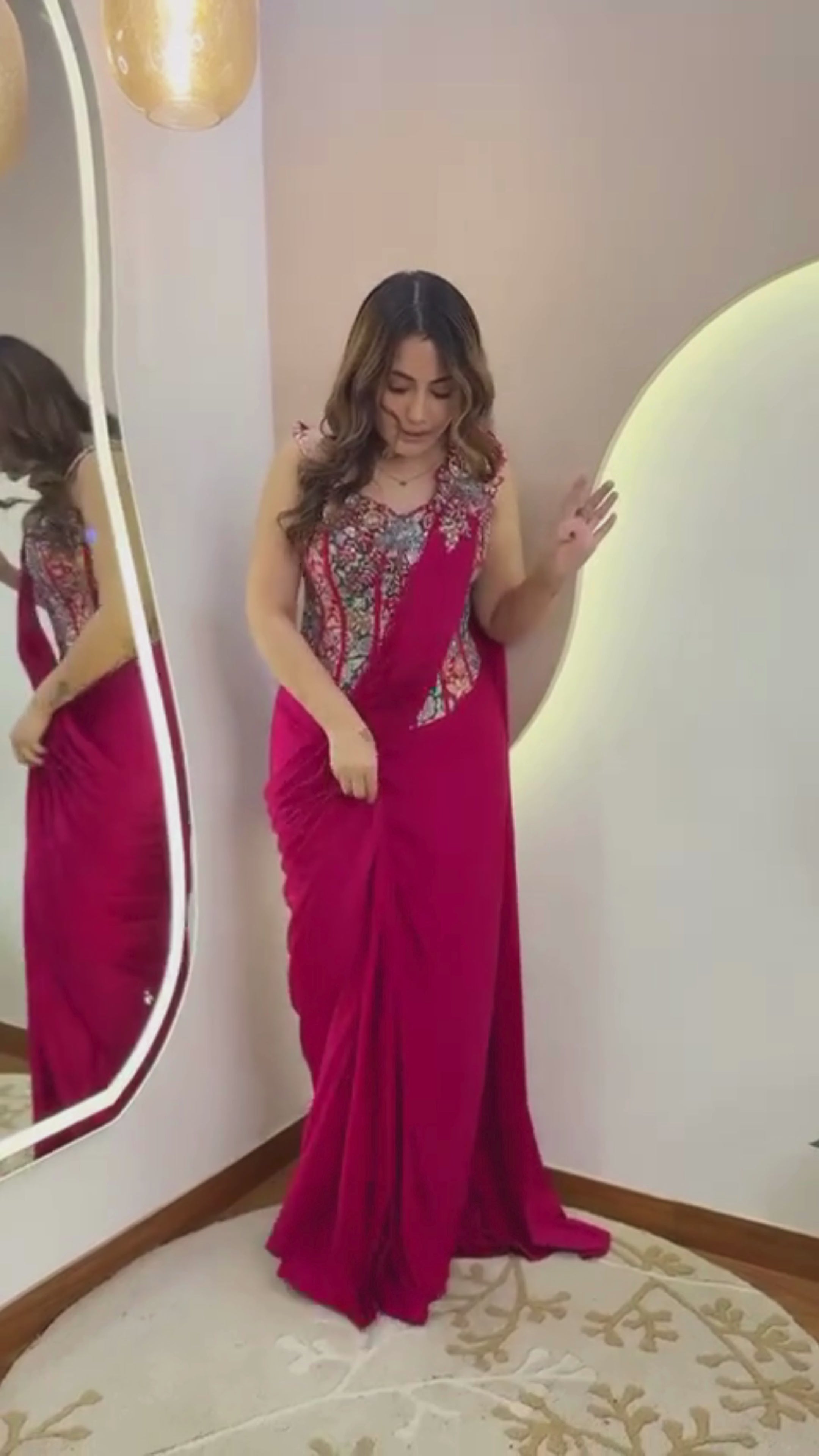 New Super Trending Embroidery Sequence work ready to wear saree with Embroidery Blouse