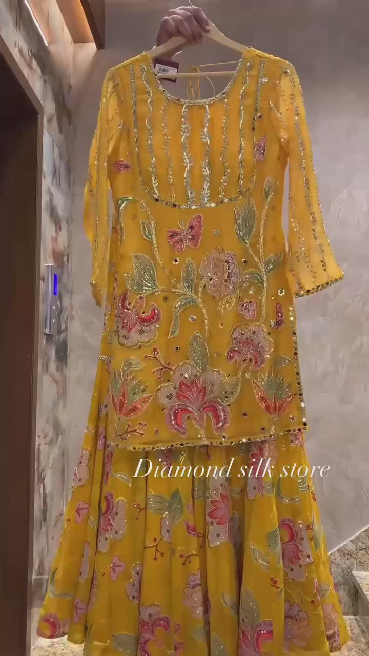 BEAUTIFUL SEQUENCE EMBROIDERED WORKED TOP , SARARA WITH DUPATTA