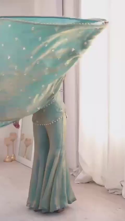 Elegant JMC Silk Embroidered Plazzo Set