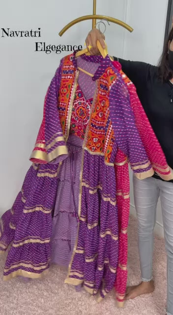 Premium Navratri Mirror Work Shrug with Embroidered Blouse
