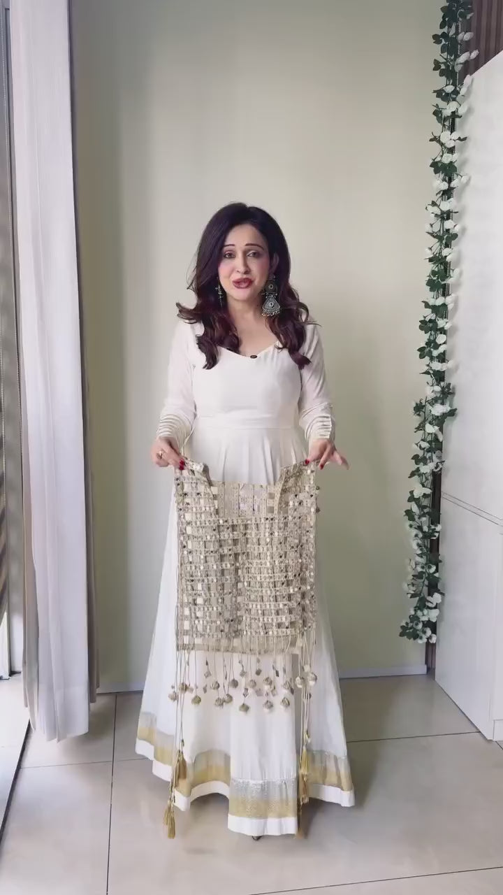 NEW RANGOLI SILK ANARKALI GOWN AND KOTI MIRROR WORK