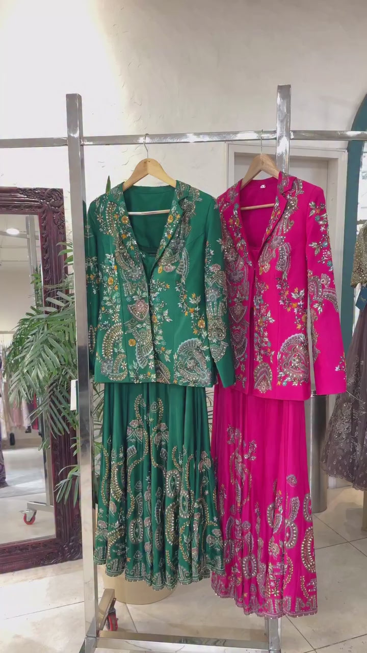 PERFECT FOR PARTY AND WEDDING OUR DESIGNER WEAR 3 PIECE PLAZZO PAIR