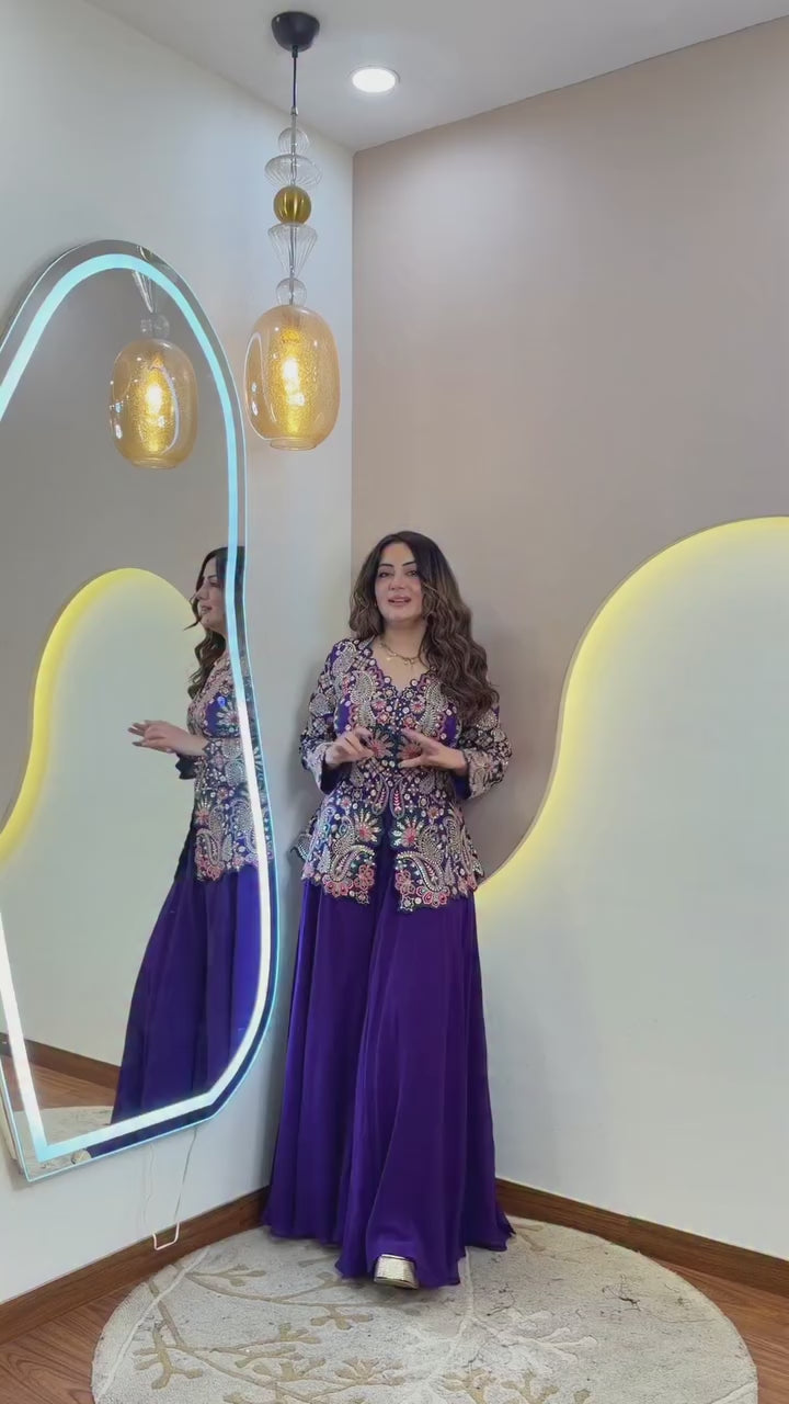 Designer Two Piece Top & plazzo With Sequence Embroidery Work
