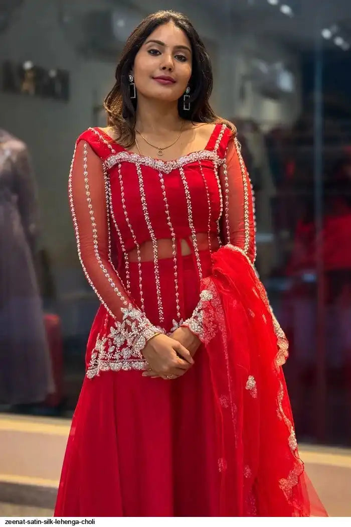 Designer Rangoli Silk Lehenga with Embroidered Koti & Sequin Net Dupatta