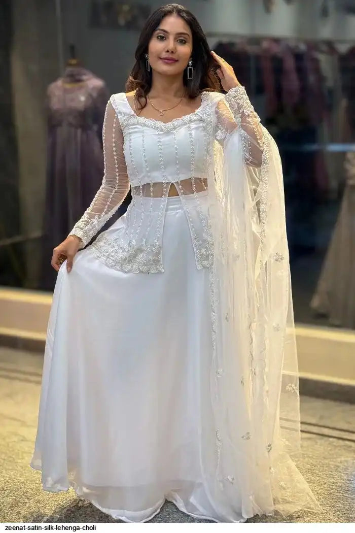 Designer Rangoli Silk Lehenga with Embroidered Koti & Sequin Net Dupatta